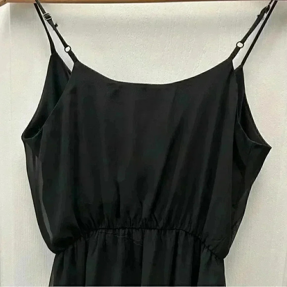 Smart Set Midi Maxi Dress Black Sheer Flowy High Low Wrap Front Asymmetric XS - Picture 9 of 16